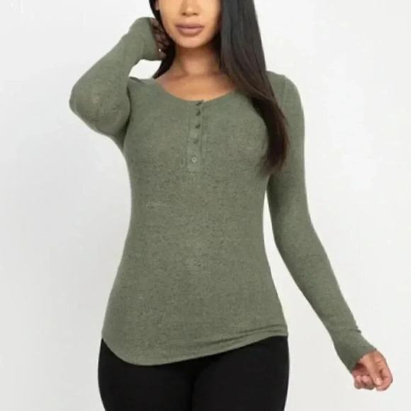 Button Down Round Neck Top - Picture 1 of 2